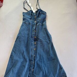 Universal Thread Blue Denim Button-Front Women's Jumper Dress